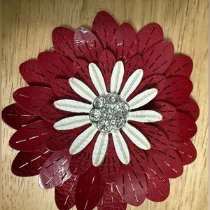 Red and White Floral clip